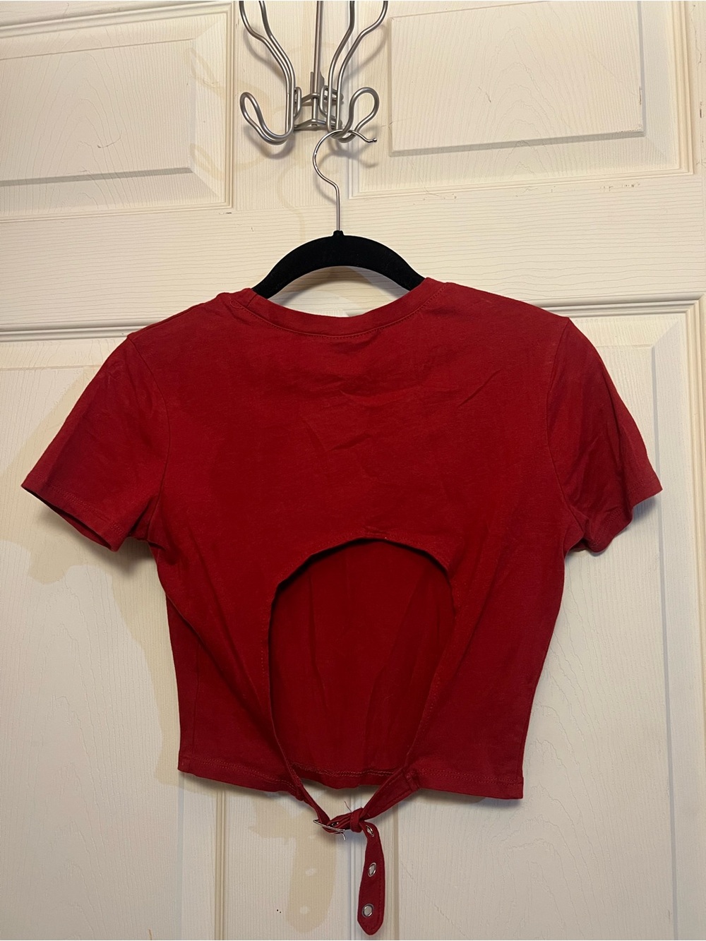 Red Empyre crop top with tie back buckle - Picture 2 of 3